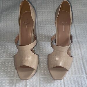Paolo Nude Croc-Embossed Heels